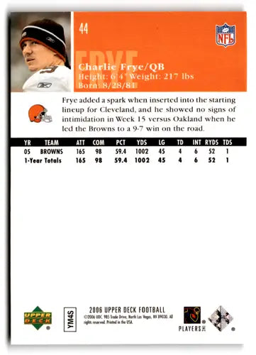 Original gloss 2006 Upper Deck Charlie Frye football card Browns ID 77481