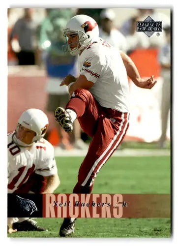 Original gloss football card of Neil Rackers from 2006 Upper Deck Cardinals collection