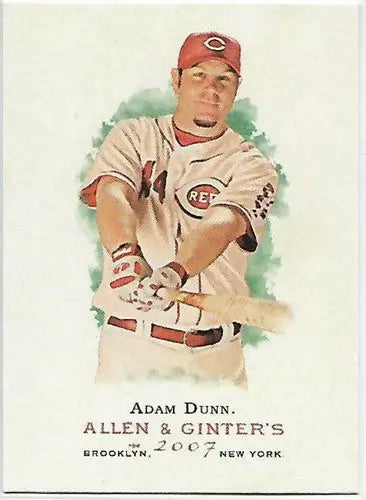Original gloss baseball card featuring Adam Dunn in Reds uniform from 2007 Topps Allen and Ginter sports cards