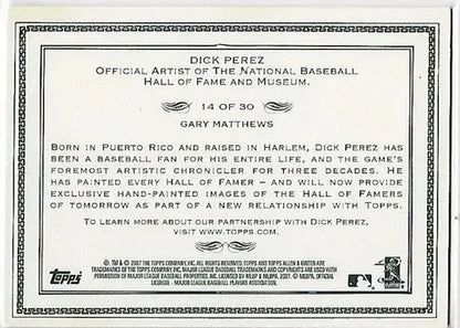 2007 Topps Allen and Ginter Dick Perez Sketches #14 Gary Matthews NM-MT Angels - Trading Cards