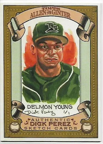 2007 Topps Allen and Ginter Dick Perez Sketches #27 Delmon Young NM-MT Devil Ray - Trading Cards