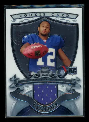 Sterling Steve Smith football trading card from 2007 Topps Bowman Sterling featuring jersey swatch
