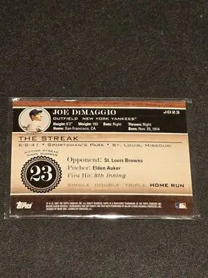 Joe DiMaggio baseball card from 2007 Topps JD23 Joe DiMaggio The Streak collection