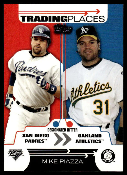 Baseball trading card featuring TP3 Mike Piazza with San Diego Padres and Oakland Athletics