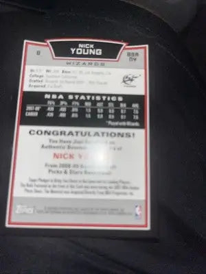 Nick Young basketball card from Bowman Retail Relics series featuring a patch attached