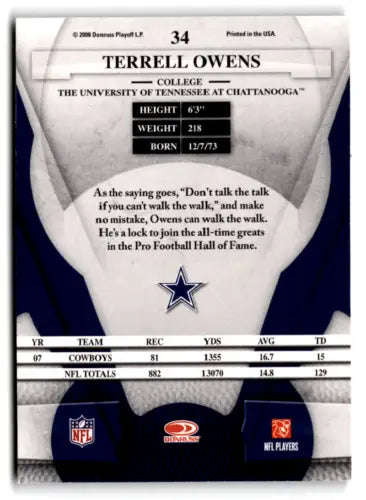 2008 Leaf Certified Terrell Owens football card with original gloss in NM-MT condition