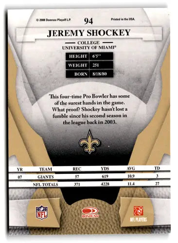 2008 Leaf Certified Jeremy Shockey football card with original gloss NY Giants ID73620