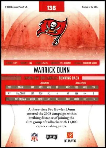 Warrick Dunn football card 2008 Playoff Absolute Retail NM-MT Buccaneers original gloss