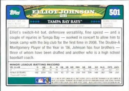 2008 Topps #501 Elliot Johnson NM-MT RC Rookie Rays ID:72190 - Trading Card