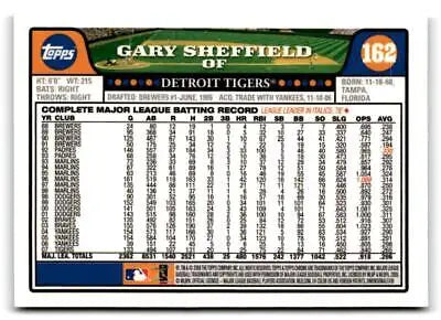 Gary Sheffield 2008 Topps Chrome #162 trading card for baseball card collectors