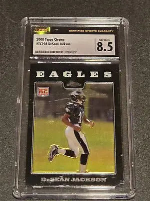 DeSean Jackson rookie card 2008 Topps Chrome Refractors TC198 graded CSG 8.5