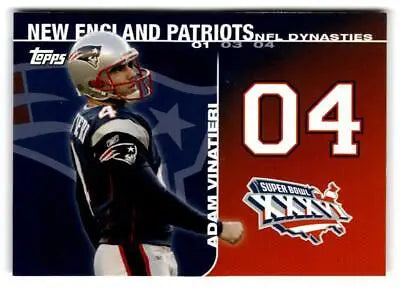 New England Patriots trading card featuring Adam Vinatieri and Super Bowl XXXIX
