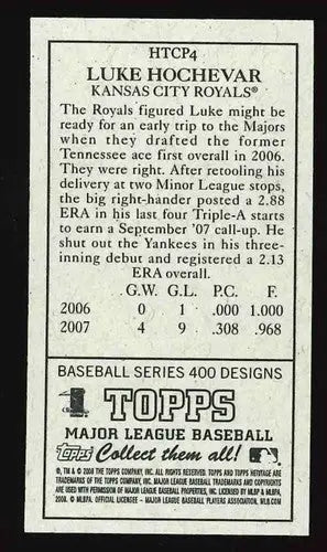 2008 Topps Heritage T205 Mini #HTCP4 Luke Hochevar NM-MT Royals ID:72119 - Trading Cards