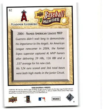 Vladimir Guerrero baseball card from 2008 Upper Deck Baseball Heroes collection