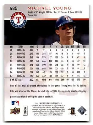 Michael Young baseball card from 2008 Upper Deck First Edition trading cards collection