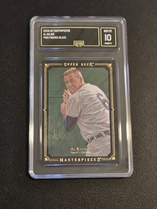 Graded 2008 Upper Deck Masterpieces Al Kaline baseball card framed black GMA 10