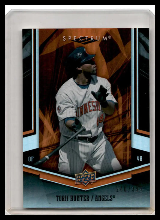 Baseball card of Torii Hunter in white uniform from Upper Deck Spectrum 2008