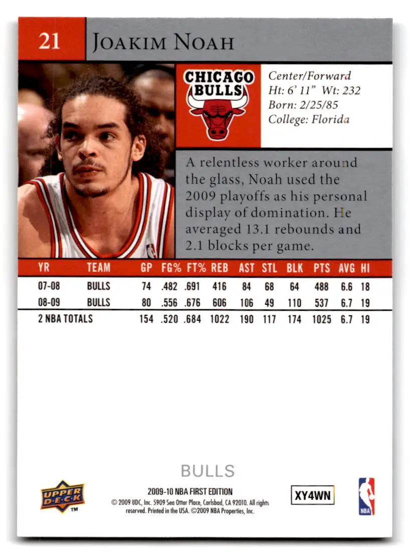2009-10 Upper Deck First Edition #21 Joakim Noah - Trading Cards