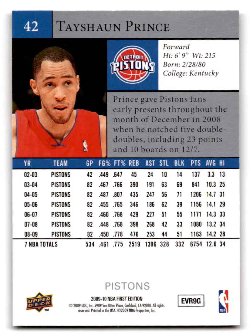 2009-10 Upper Deck First Edition #42 Tayshaun Prince - Trading Cards