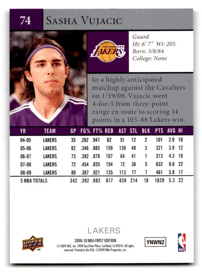 2009-10 Upper Deck First Edition #74 Sasha Vujacic - Trading Cards