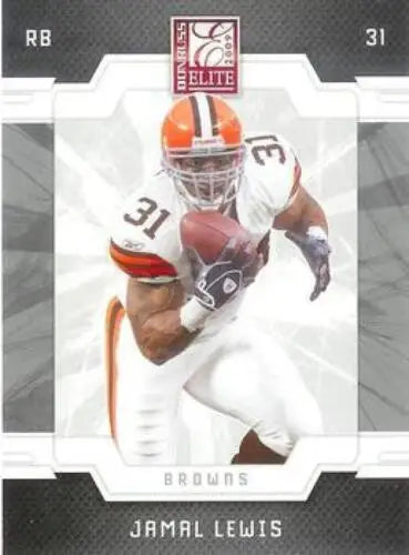 Football card showcasing Jamal Lewis with original gloss from Donruss Elite collection