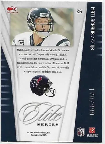 2009 Donruss Elite Elite Series Red #26 Matt Schaub NM-MT with original gloss