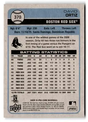 2009 O-Pee-Chee #370 David Ortiz baseball card from the trading cards collection