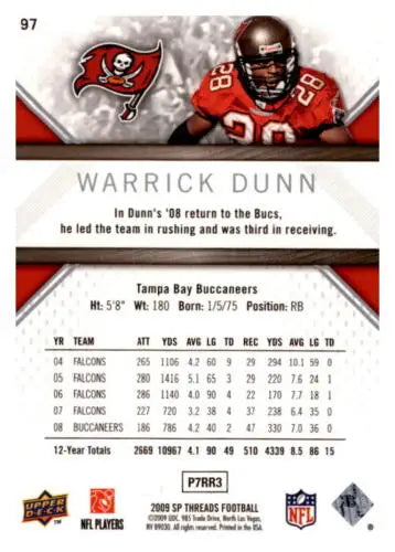 2009 SP Threads #97 Warrick Dunn NM-MT Buccaneers football card with original gloss