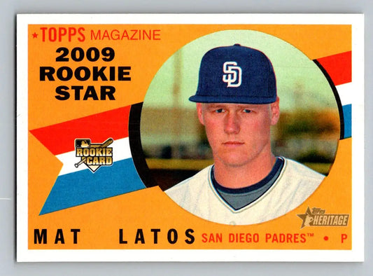 2009 Topps Heritage #502 Mat Latos San Diego Padres Rookie Card Display Image