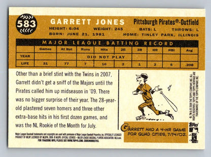 Garrett Jones baseball card from 2009 Topps Heritage featuring Pittsburgh Pirates