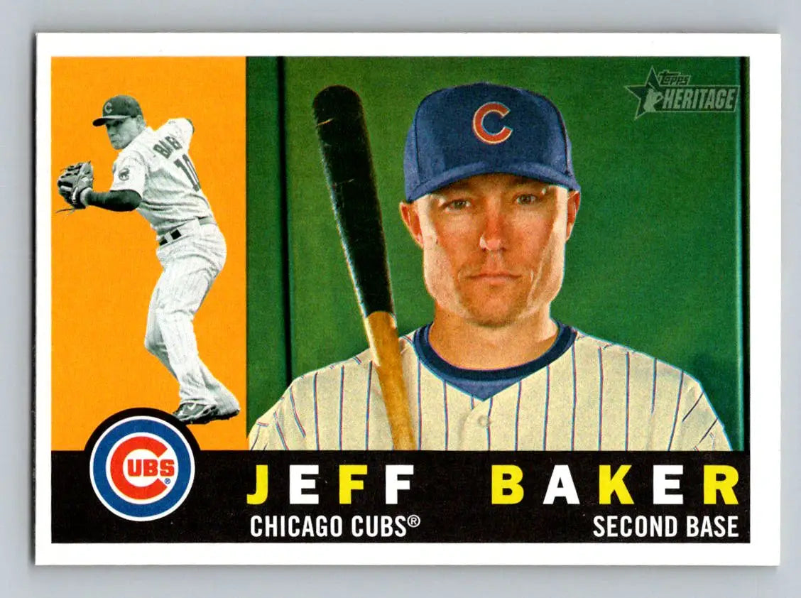 Jeff Baker baseball card from 2009 Topps Heritage, Chicago Cubs #598 collectible