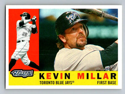 Kevin Millar baseball card from 2009 Topps Heritage featuring the Toronto Blue Jays
