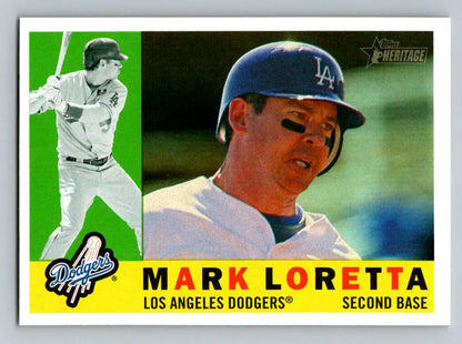 Mark Loretta baseball card from 2009 Topps Heritage featuring Los Angeles Dodgers