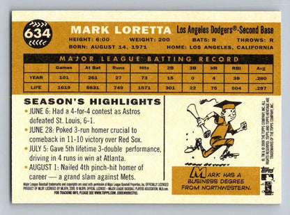 Mark Loretta 2009 Topps Heritage baseball card featuring Los Angeles Dodgers design