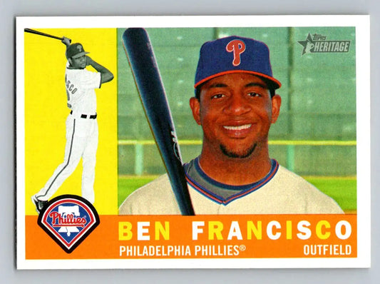Ben Francisco baseball card from 2009 Topps Heritage, featuring the Philadelphia Phillies