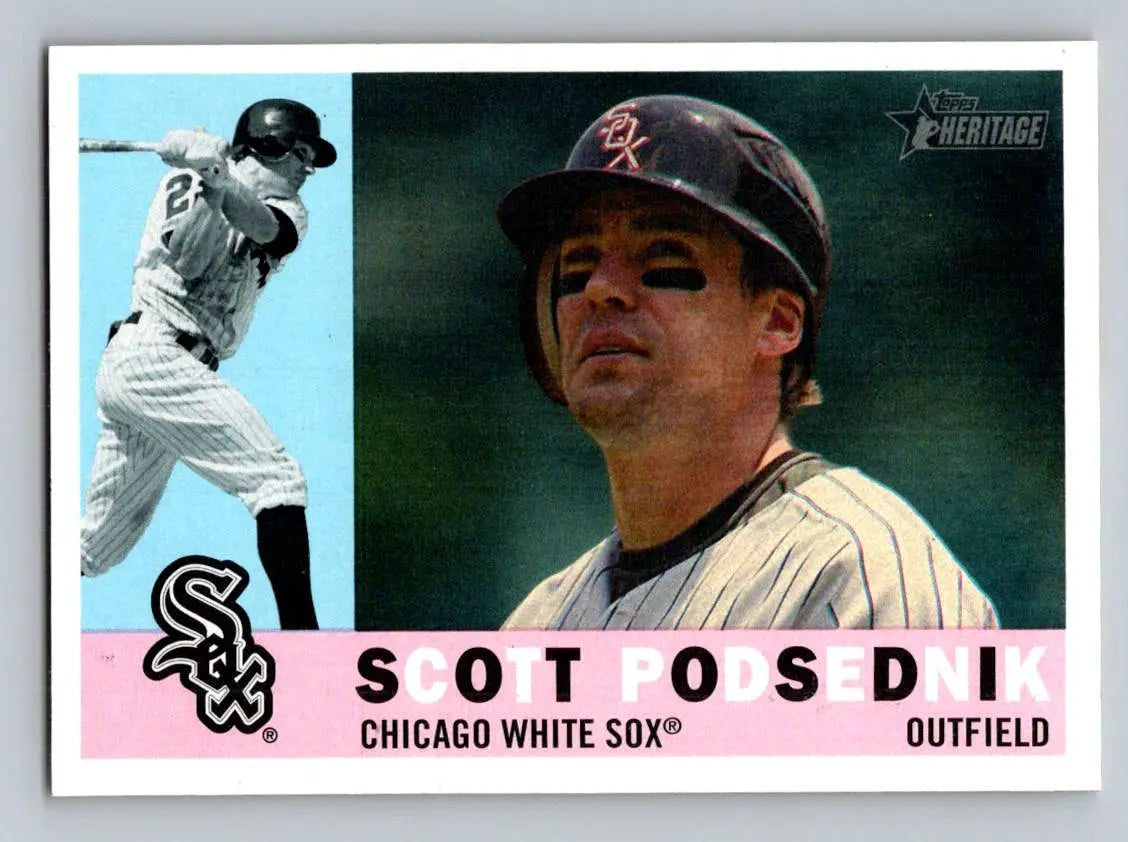Scott Podsednik baseball card from 2009 Topps Heritage featuring Chicago White Sox