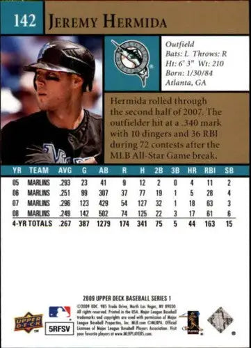 2009 Upper Deck #142 Jeremy Hermida NM-MT Marlins ID:72088 - Trading Cards