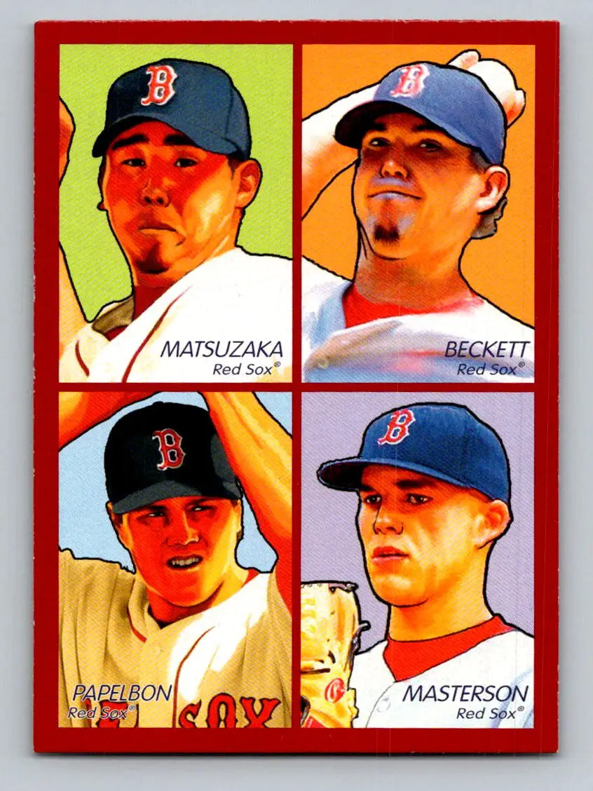 Red Sox baseball card from 2009 Upper Deck Goudey featuring Matsuzaka, Masterson, Papelbon
