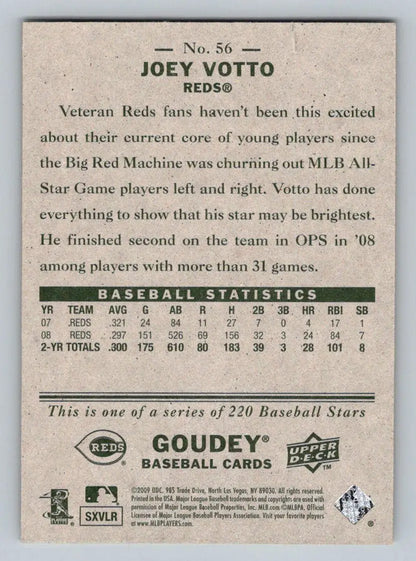 Joey Votto baseball card from 2009 Upper Deck Goudey #56 Cincinnati Reds collectible