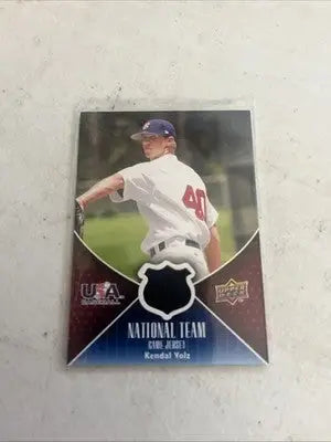 Baseball card of Kendal Volz from 2009 Upper Deck USA National Team game used jersey