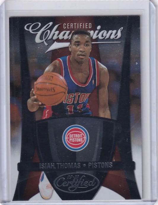 Basketball trading card featuring Isiah Thomas of the Detroit Pistons from Panini Certified