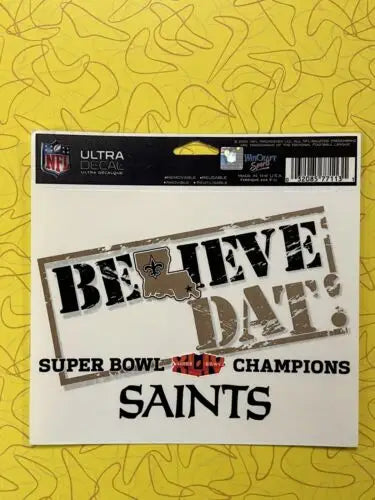 New Orleans Saints 5x7 Ultra Decal celebrating Super Bowl Champion team spirit