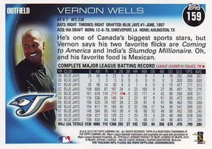 2010 Topps #159 Vernon Wells NM-MT Blue Jays - Trading Cards