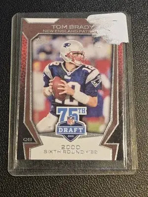 Tom Brady football card from 2010 Topps 75th Anniversary celebrating Brady draft history
