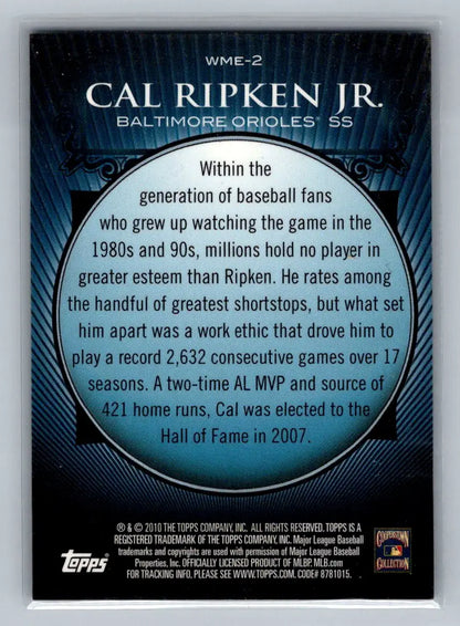 Cal Ripken Jr. baseball card from 2010 Topps Chrome Baltimore Orioles Refractors