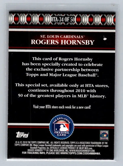 Rogers Hornsby baseball card from 2010 Topps Logoman HTA #HTA-34 St. Louis Cardinals