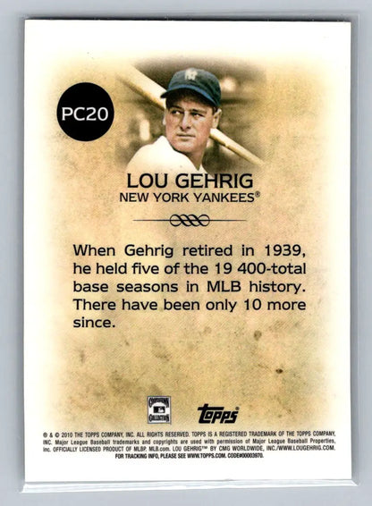 Lou Gehrig baseball card from 2010 Topps Legends Platinum Chrome New York Yankees