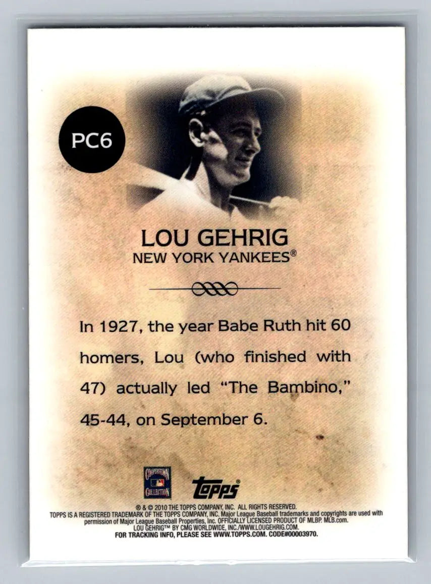 Lou Gehrig baseball card from 2010 Topps Legends Platinum Chrome New York Yankees