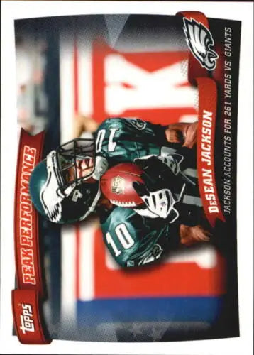 2010 Topps Peak Performance PP20 DeSean Jackson football card with original gloss finish