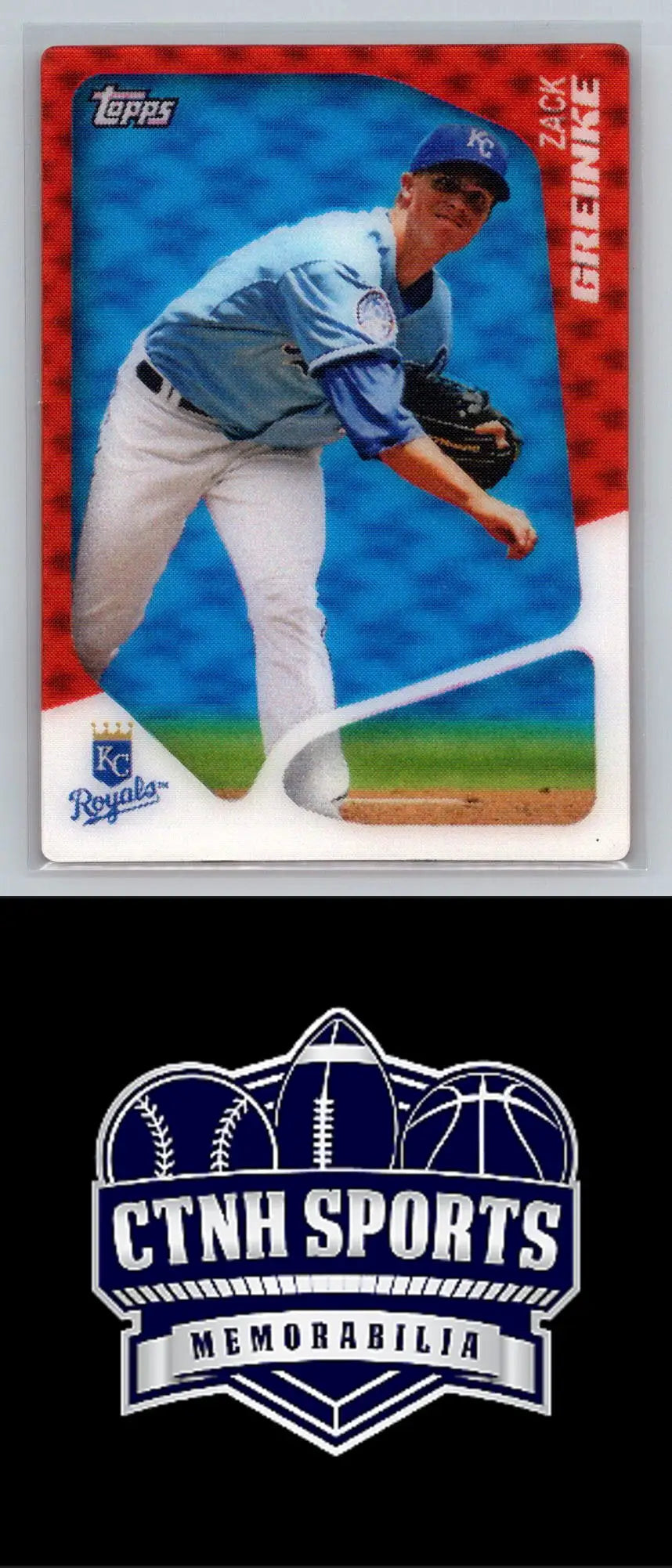 2010 Topps T19 Zack Greinke baseball card featuring Kansas City Royals design